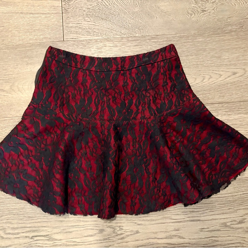 Manaca Burgundy Lace Mini Skirt